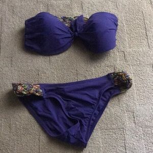 Purple strapless bikini!